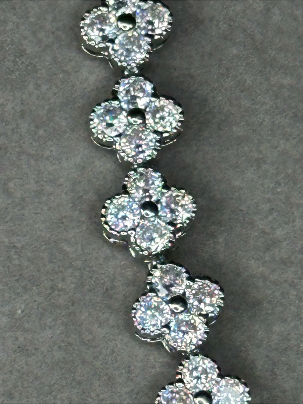 Silver Crystal Floral Tennis Bracelet - Sparkling White Stones
